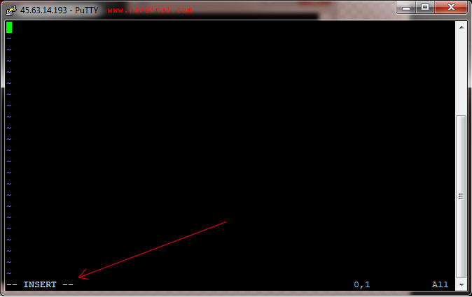 Tekan tombol / huruf "i" di keyboard agar masuk ke mode edit