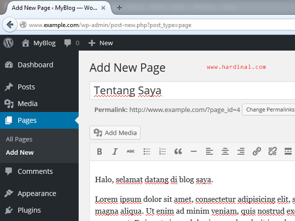 100 tambah halaman wordpress