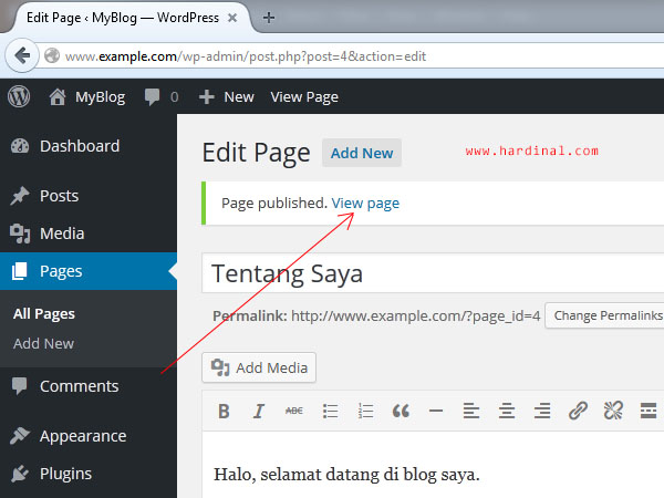102 publish halaman wordpress