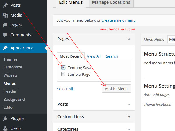 107 tambah menu wordpress