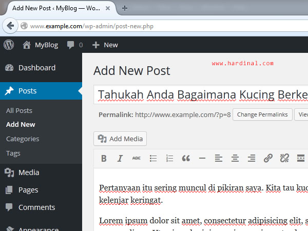 111 tambah postingan wordpress