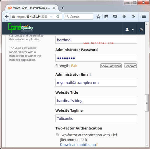 30 setting wordpress di cpanel