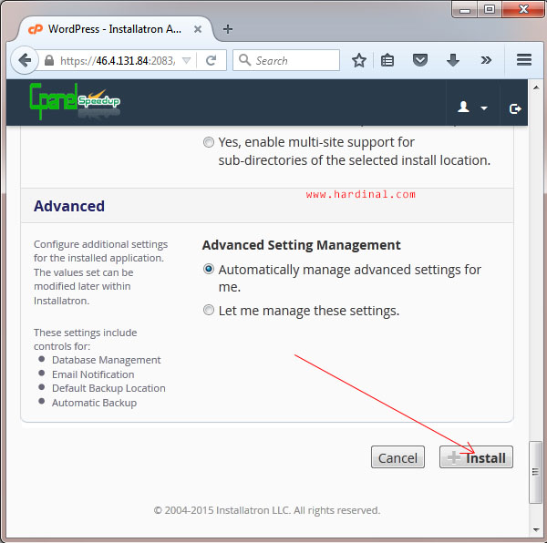 31 setting wordpress di cpanel