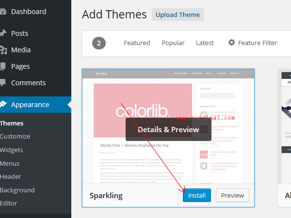 86 install theme wordpress