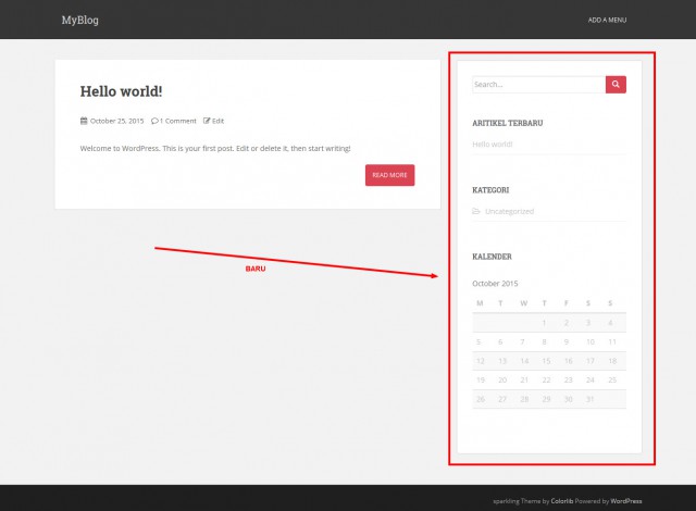 98 wordpress homepage dengan widget baru