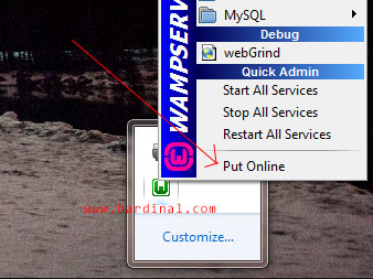 wamp taskbar put online